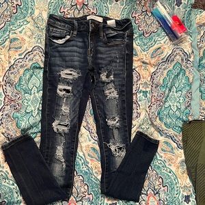 Dark Blue Ripped Skinny Jeans